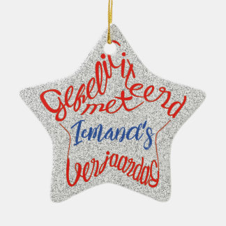 Sternförmiges 'Alles Gute zum Geburtstag' Keramik Ornament