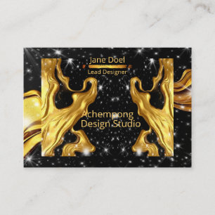 Sternförmiges Gold-Schwirl – Kosmisches Luxus-Desi Visitenkarte