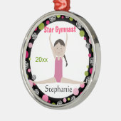 Sterngymnast-Andenken-Rosa und Grün Silbernes Ornament (Links)