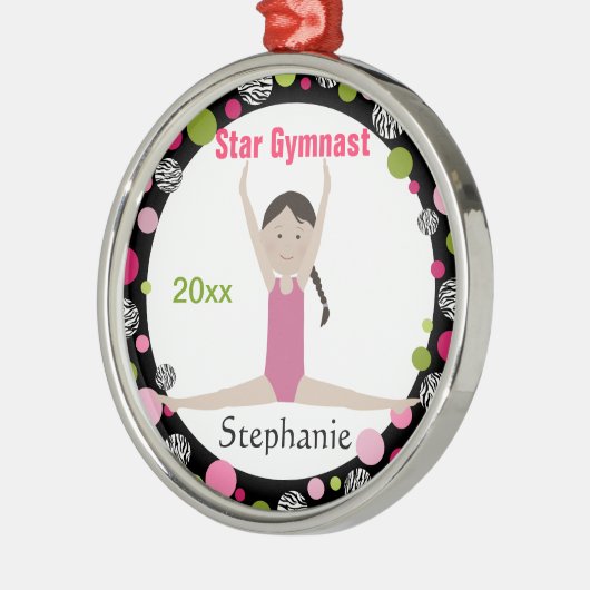 Sterngymnast-Andenken-Rosa und Grün Silbernes Ornament (Links)