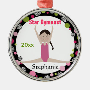 Sterngymnast-Andenken-Rosa und Grün Silbernes Ornament