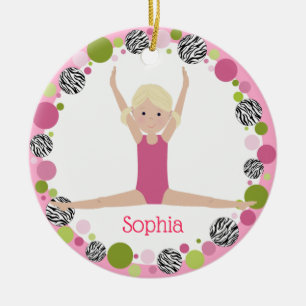 Sterngymnast-blonde Pony-Schwänze in den Rosa Keramikornament