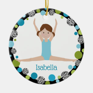 Sterngymnast-Brown-Pferdeschwänze im Aqua und im Keramik Ornament