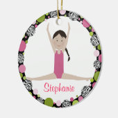 Sterngymnast-dunkles Brown-Haar-Rosa Keramikornament (Links)