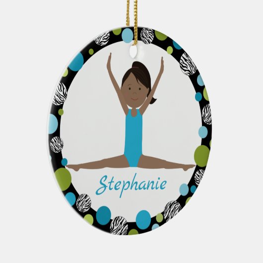 Sterngymnast-dunkles Haar-Pferdeschwanz im Aqua Keramikornament (Rechts)