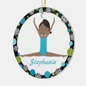 Sterngymnast-dunkles Haar-Pferdeschwanz im Aqua Keramikornament (Links)