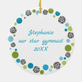 Sterngymnast-dunkles Haar-Pferdeschwanz im Aqua Keramikornament (Hinten)