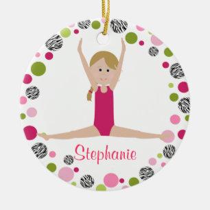 SternGymnast in den Rosa personalisiert Keramik Ornament
