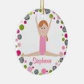 SternGymnast in den Rosa personalisiert Keramik Ornament (Rechts)