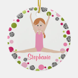 SternGymnast in den Rosa personalisiert Keramik Ornament
