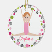 SternGymnast in den Rosa personalisiert Keramik Ornament (Links)