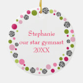 SternGymnast in den Rosa personalisiert Keramikornament (Hinten)