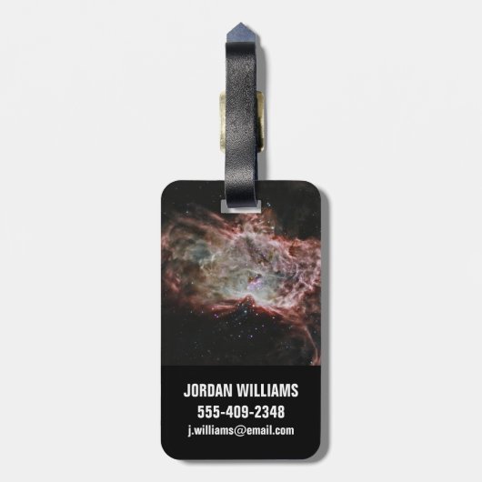 Sternhaufen im Zentrum des Flammennebels. Gepäckanhänger (Rückseite vertikal)