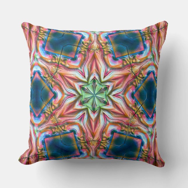 Sternkaleidoskop in rauer Textur, verbrannter Lach Kissen (Vorderseite)