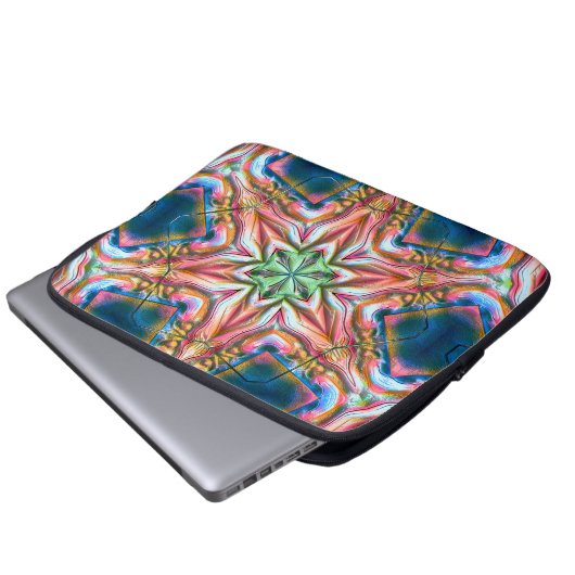 Sternkaleidoskop in rauer Textur, verbrannter Lach Laptopschutzhülle (Vorne Knopf)