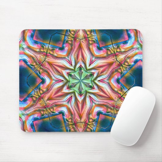 Sternkaleidoskop in rauer Textur, verbrannter Lach Mousepad (Mit Mouse)