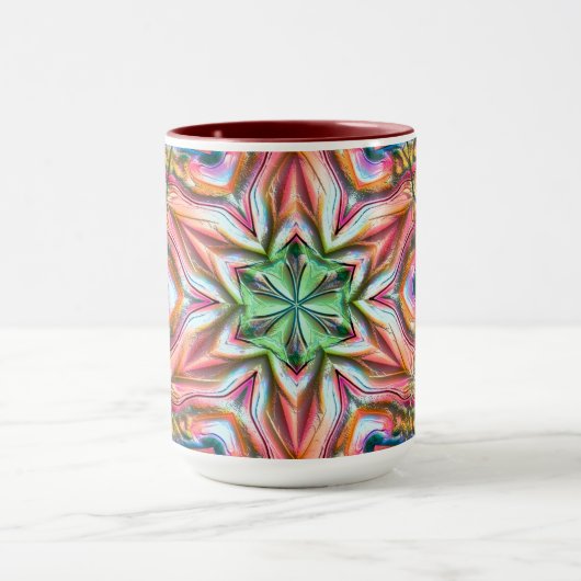 Sternkaleidoskop in rauer Textur, verbrannter Lach Tasse (Zentrum)