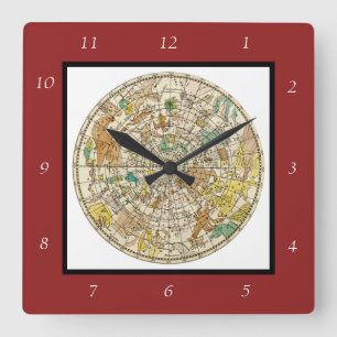 Sternkarte des nördlichen Himmels und Karte der St Quadratische Wanduhr