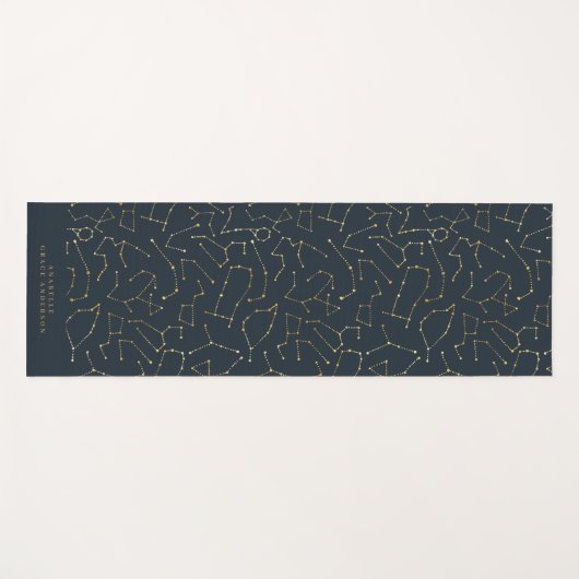 Sternkonstellation Gold und Marineblau Yogamatte (Vorderseite (Horizontal))