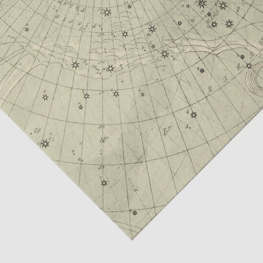 Sternkundliche Karte des Südpolargebiets Seidenpapier (Ausschnitt)