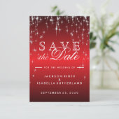 Sternlichter in Metallic Red Save the Date (Stehend Vorderseite)