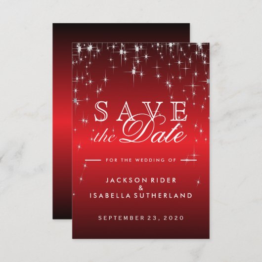 Sternlichter in Metallic Red Save the Date (Vorne/Hinten)