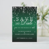 Sternlichter in metallischer Dunkelgrün - Save the Date (Stehend Vorderseite)