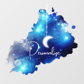 Sternmond Nachthimmel Himmelgalaxie Fensteraufkleber (Blatt)