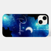 Sternmond Nachthimmel Himmelsgalaxie schwarz blau Case-Mate iPhone Hülle (Rückseite (Horizontal))