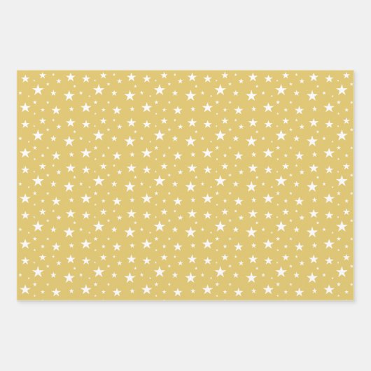 Sternmuster auf Blau, Golden und Rot Geschenkpapier Set (Vorderseite 3)