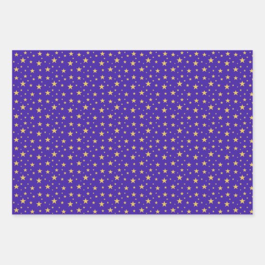 Sternmuster auf Blau, Golden und Rot Geschenkpapier Set (Vorderseite 2)