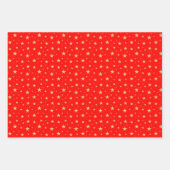 Sternmuster auf Blau, Golden und Rot Geschenkpapier Set (Vorderseite)