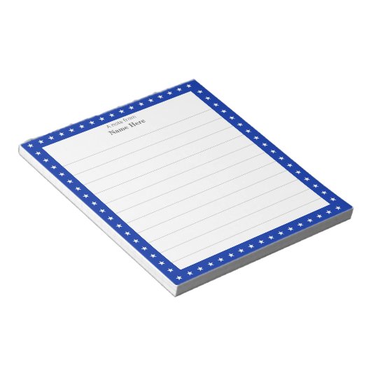 Sternmuster auf Royal Blue Frame Lined Notepad Notizblock (angewinkelt)