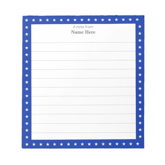 Sternmuster auf Royal Blue Frame Lined Notepad Notizblock (Vorderseite)