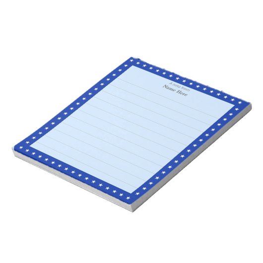 Sternmuster auf Royal Blue Frame Lined Notepad Notizblock (Rotiert)