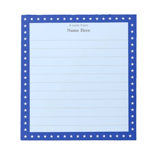 Sternmuster auf Royal Blue Frame Lined Notepad Notizblock (Vorderseite)