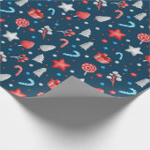 Sternmuster, Geschenke, Kanuchen auf blau Geschenkpapier (Ecke)