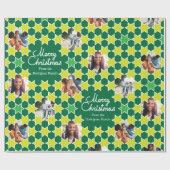 Sternmuster Grün Weihnachtsfamilie Foto-Brauch Geschenkpapier (Flach)