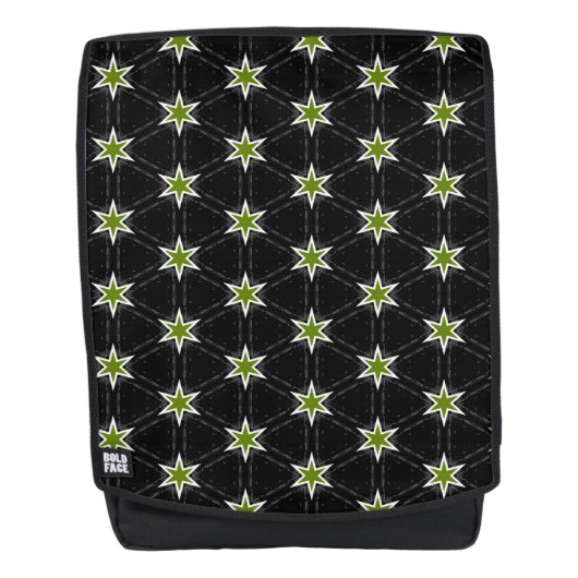 Sternmuster Grüne Sterne auf schwarzem Hintergrund Rucksack (Vorderseite)