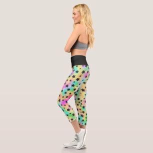 Sternmuster in 80er-Farben Capri Leggings
