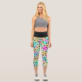Sternmuster in 80er-Farben Capri Leggings (Vorderseite)
