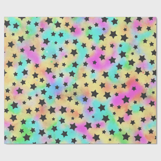 Sternmuster in 80er-Farben Geschenkpapier (Flach)