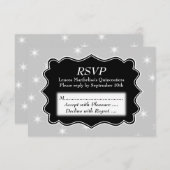 Sternmuster in Grau und Weiß Quinceanera RSVP Karte (Vorne/Hinten)