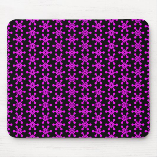 Sternmuster - Magenta auf schwarz Mousepad (Vorne)