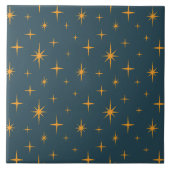 Sternmuster Mitte Jahrhundert Modernes dunkles Aqu Fliese (Vorderseite)