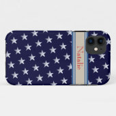 Sternmuster Name blau Case-Mate iPhone Hülle (Rückseite (Horizontal))
