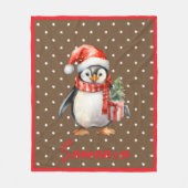 Sternmuster Pinguin braun rot Name Fleecedecke (Vorderseite)