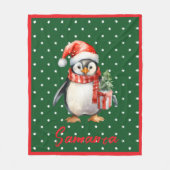 Sternmuster-Pinguin grün rot Name Fleecedecke (Vorderseite)