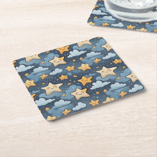 Sternmuster Rechteckiger Pappuntersetzer (angewinkelt)