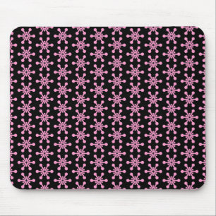 Sternmuster - Rosa auf schwarz Mousepad